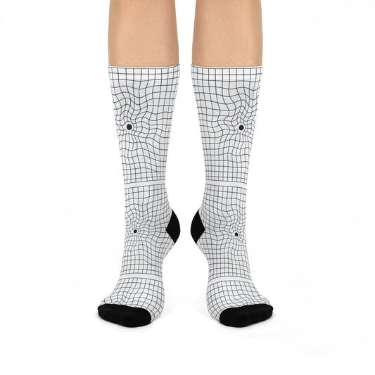 Amstel Grid White Cushioned Crew Socks